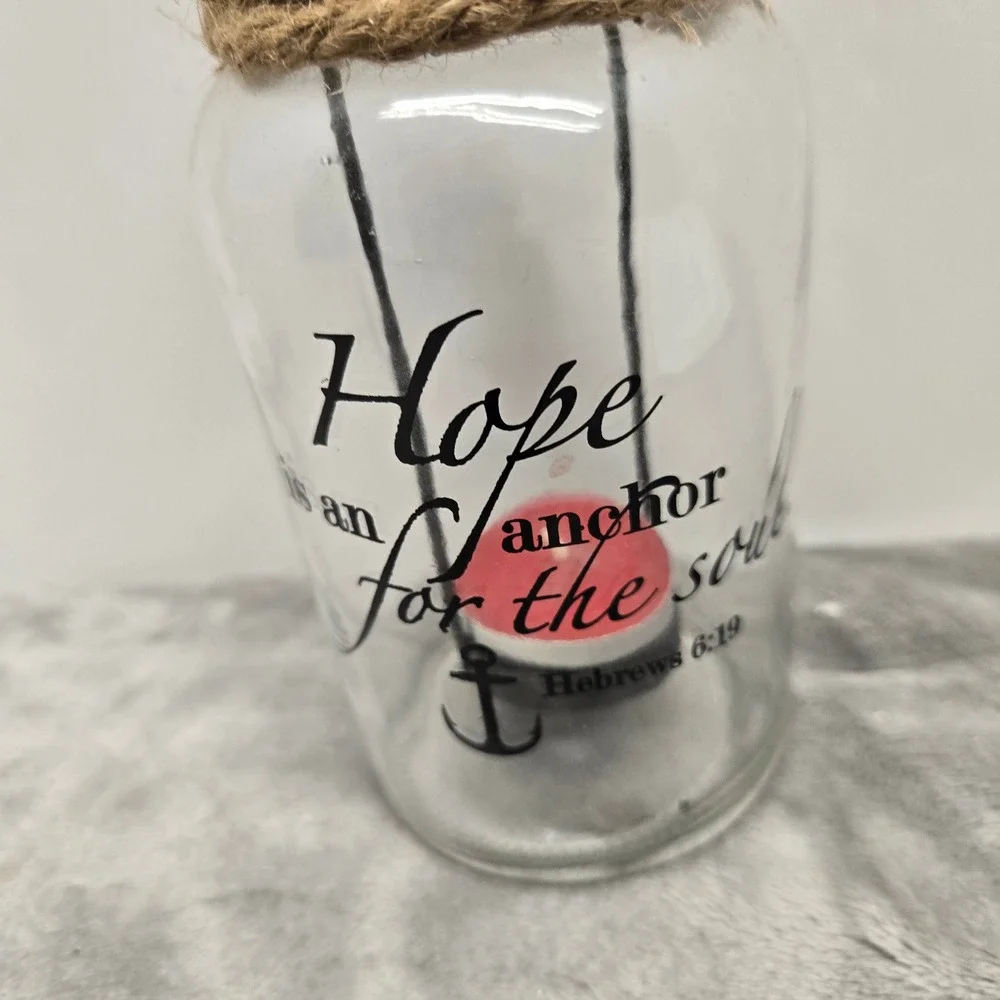 Hope Is An Anchor For The Soul Glass Jar Candle Holder Hebrews 6:19 Home Decor